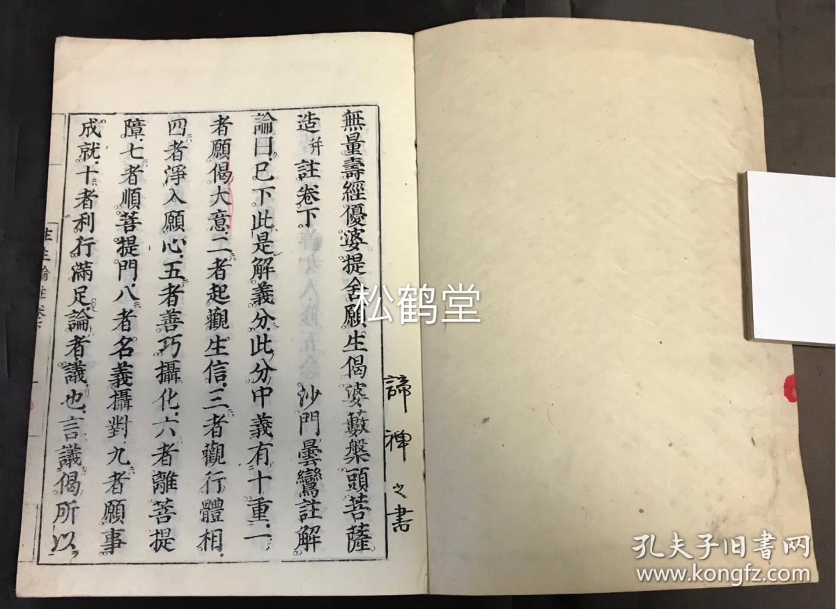 《往生论注卷》1套2册上下2卷全,内页题《无量寿经优婆提舍愿生偈婆薮