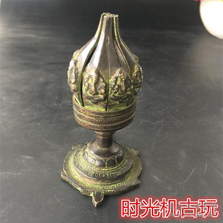 古玩杂项收藏青铜器法莲灯莲花灯供油灯特价