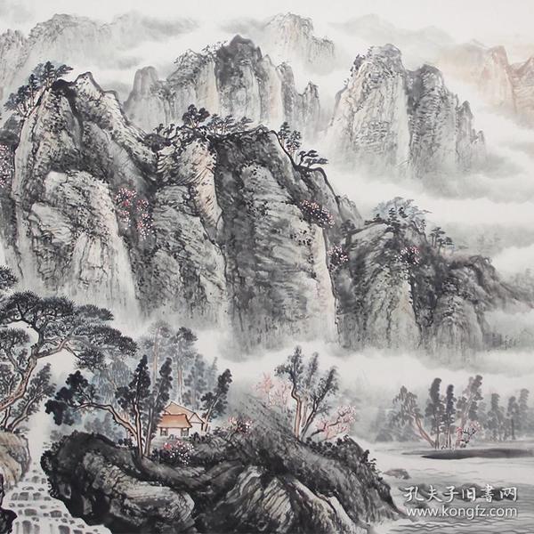 【一潭碧水秀晴峰】振中六尺横幅山水画作品