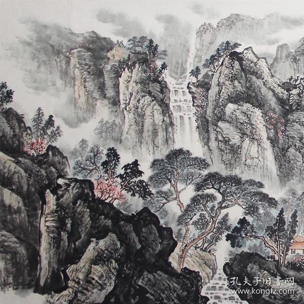 【一潭碧水秀晴峰】振中六尺横幅山水画作品