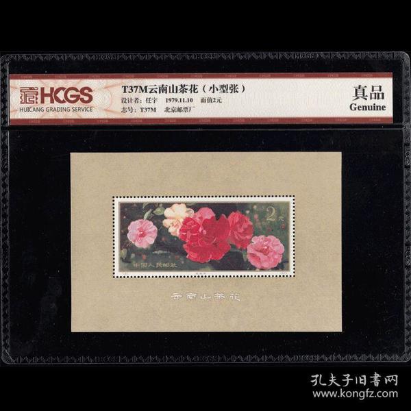 小型张/小全张. 山茶花邮票.封装鉴定邮票.t37.hcgs评级真品