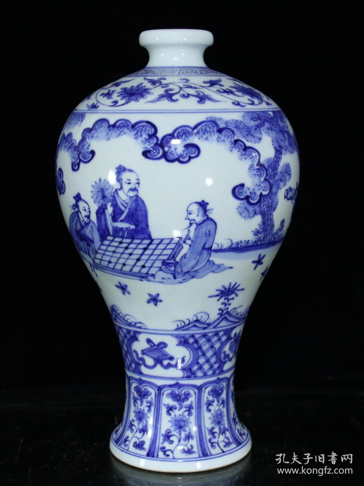 明成化青花人物故事纹梅瓶 32×21