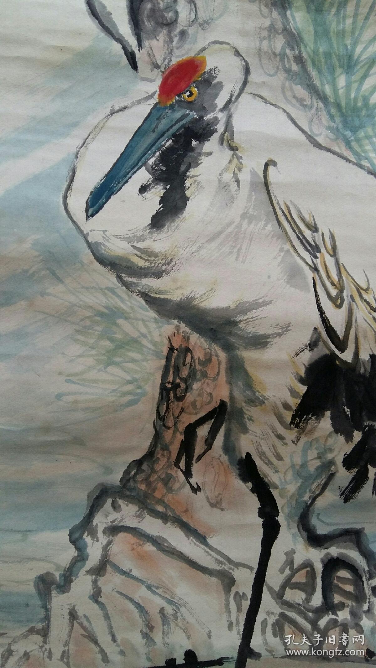 老裱……安徽著名老画家(张宝鉴)53×108……松鹤