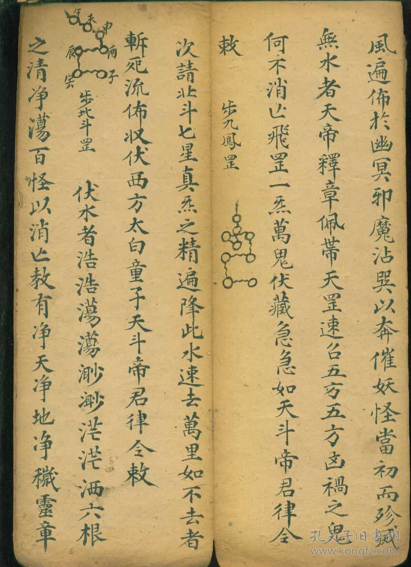 清代或者民国手抄本道教书:正一元皇进表科【折叠式折页11叶(22页,含