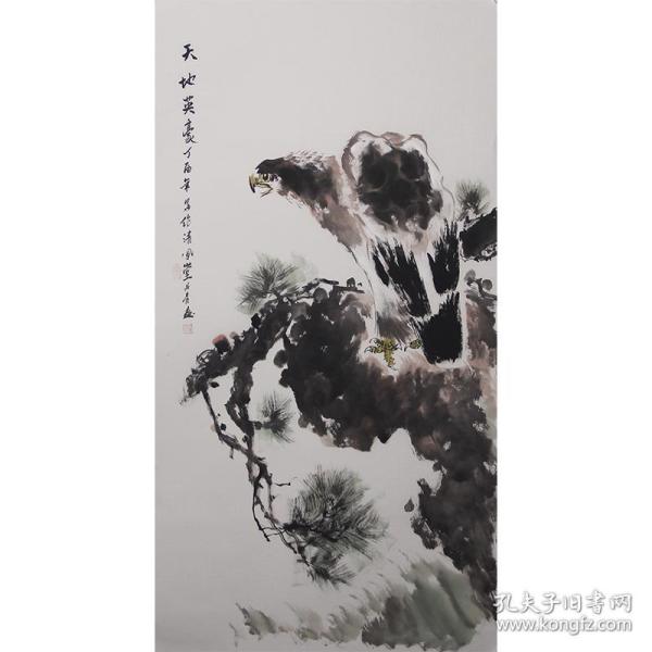 【天地英豪】周丹青三尺竖幅花鸟画作品