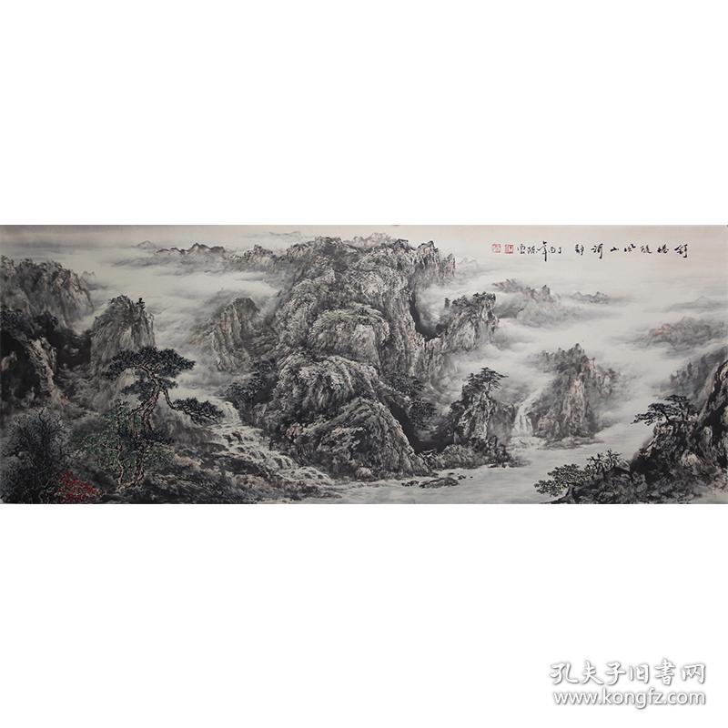【舒倦随风山河静】广西美协会员陈云六尺横幅山水画作品