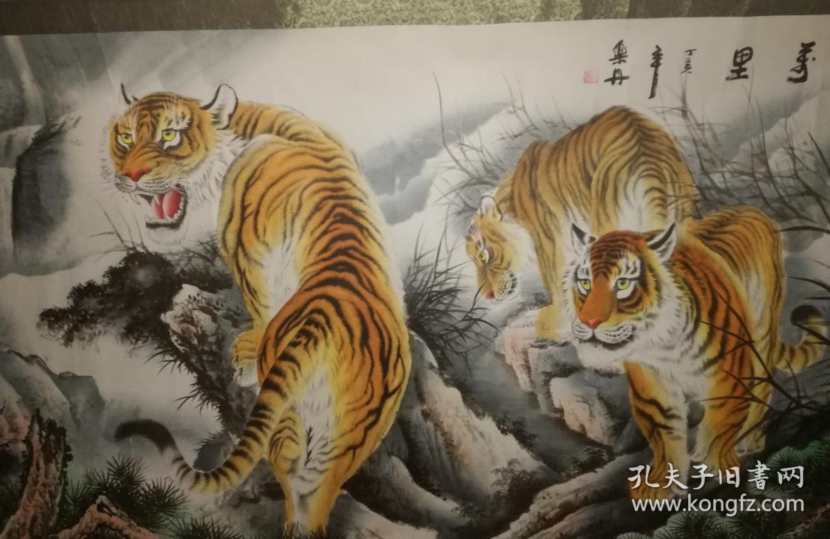 谭乐丹工笔老虎《雄风万里》