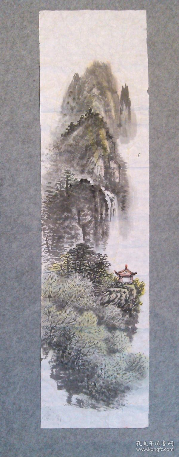 国画无款山水画 手绘原稿真迹 四尺对开