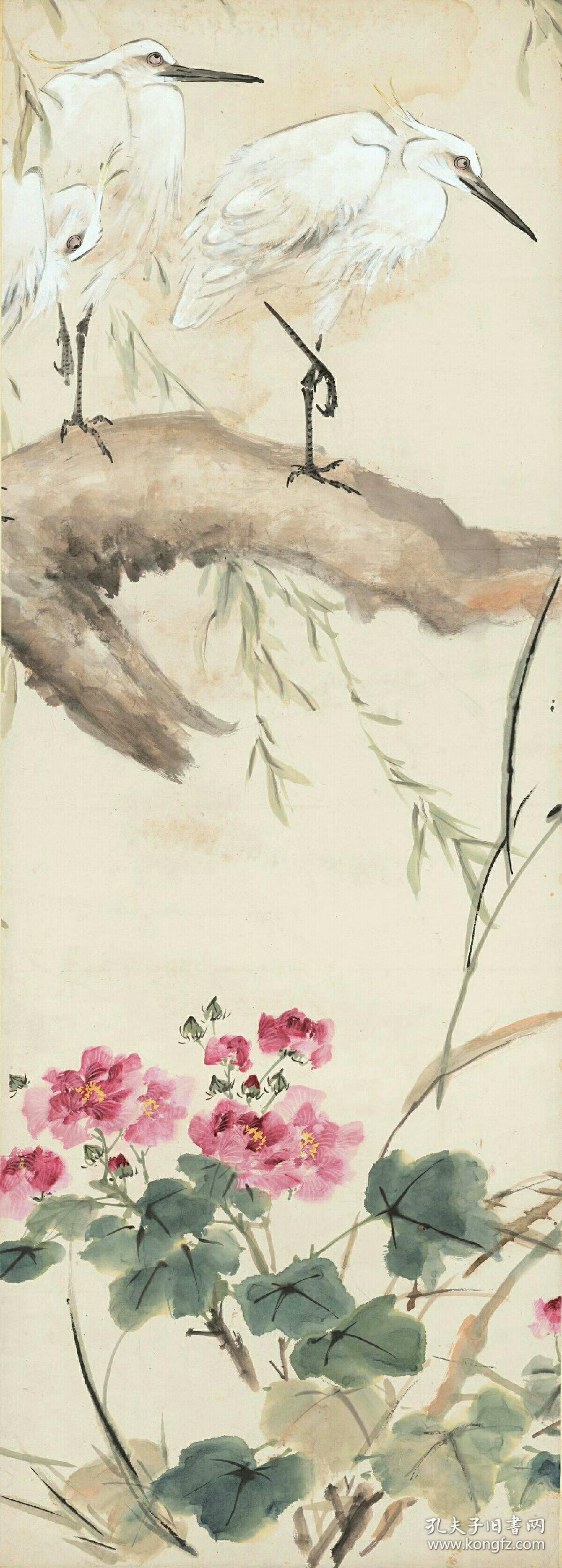 王雪涛-鸳鸯柳芙蓉通景八条屏.尺寸70.5*199厘米.共8条.