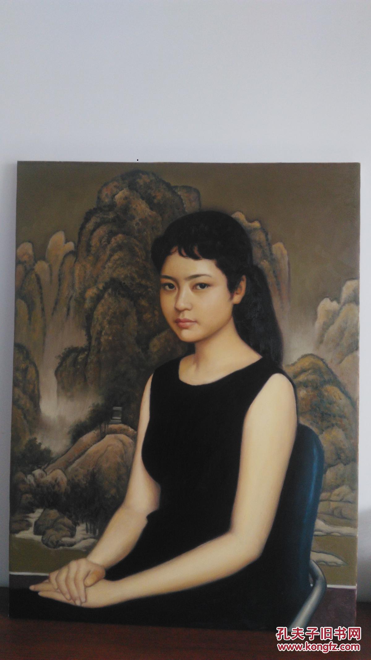 油画 黑衣少女 临摹靳尚谊名作 (大幅油画,精品临摹)