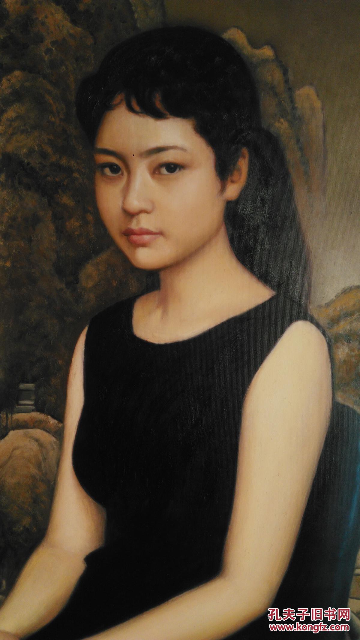 油画 黑衣少女 临摹靳尚谊名作 (大幅油画,精品临摹)