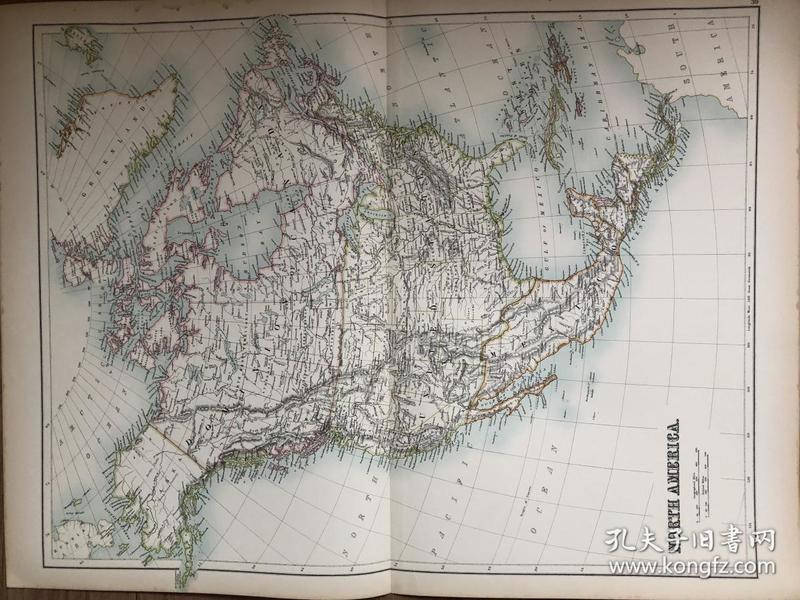 1895年 北美洲地图 非常精美 65*45cm