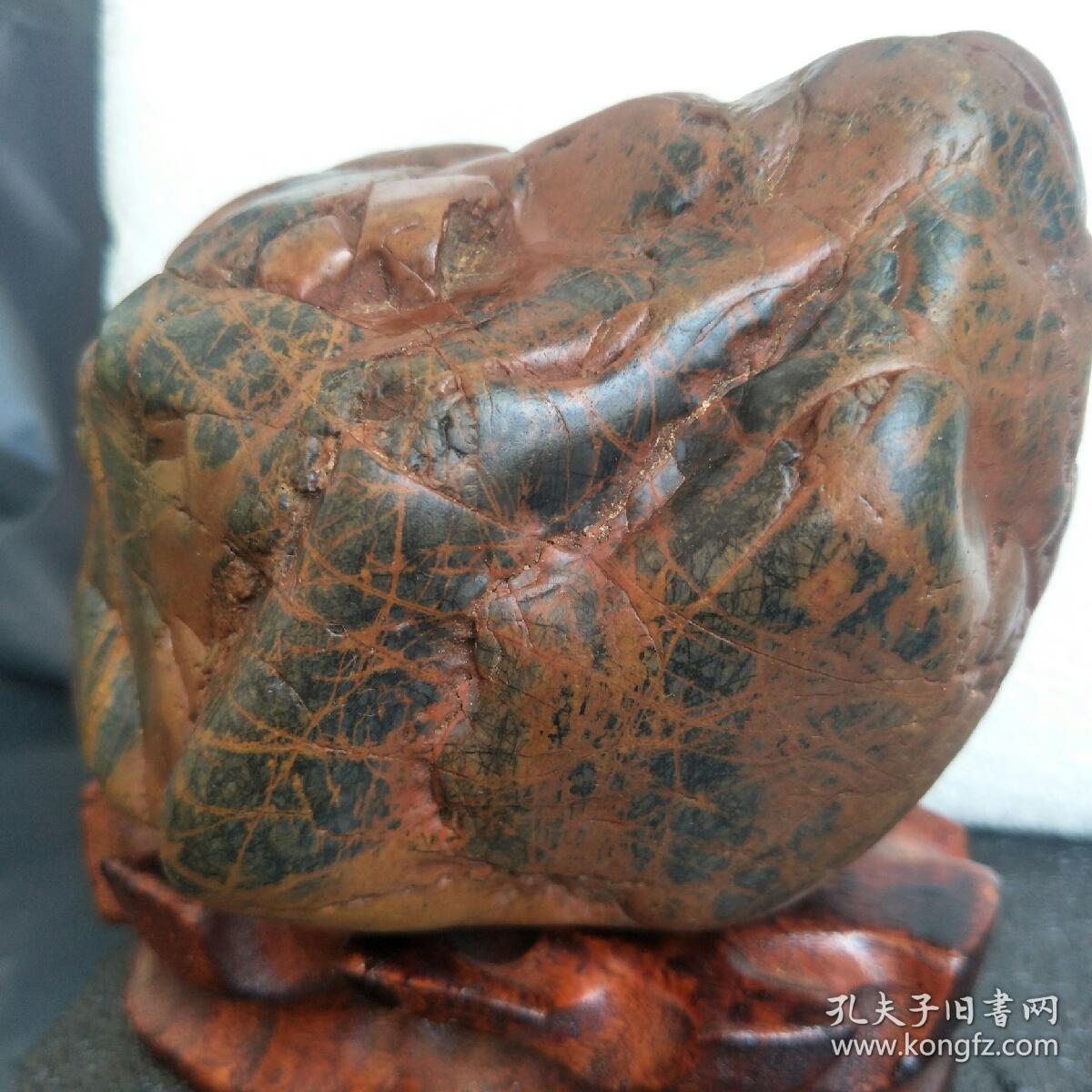 天然赣江水冲黄蜡原石观赏石奇石案头文房石飘红草花石小摆件