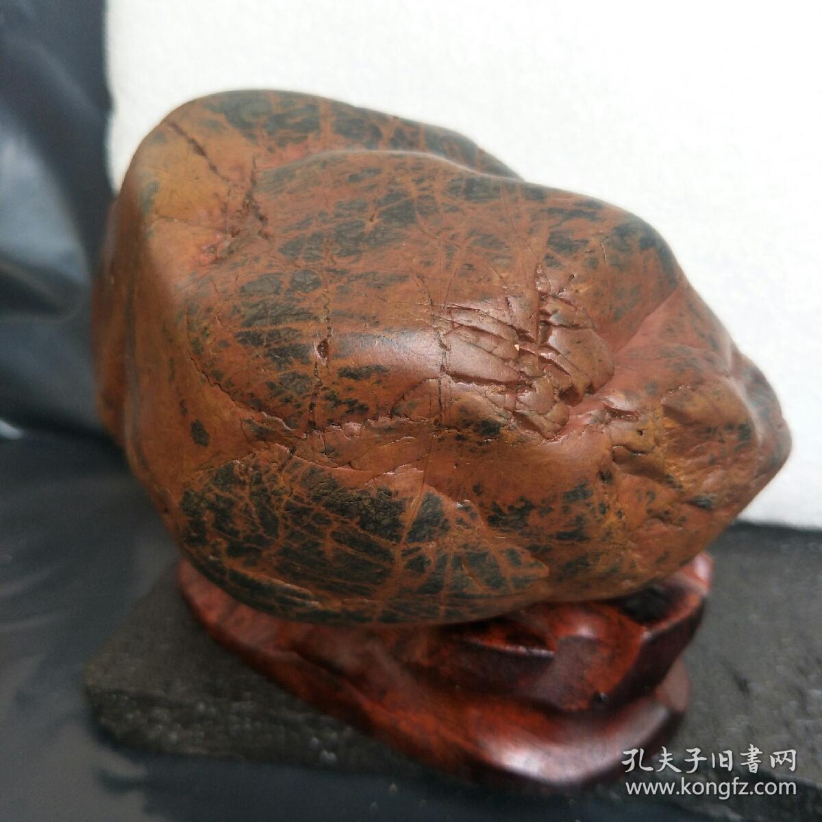 天然赣江水冲黄蜡原石观赏石奇石案头文房石《飘红草花石》小摆件