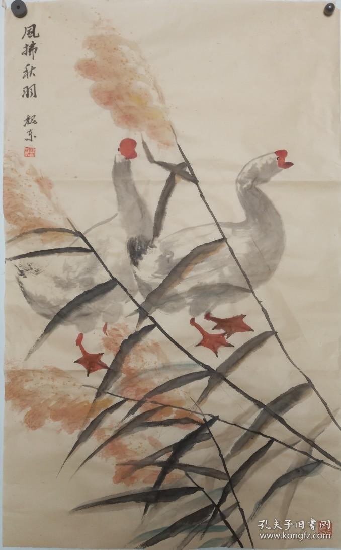 国画# 写意 鹅 芦苇 美术家协会理事手绘 尺寸46x74.