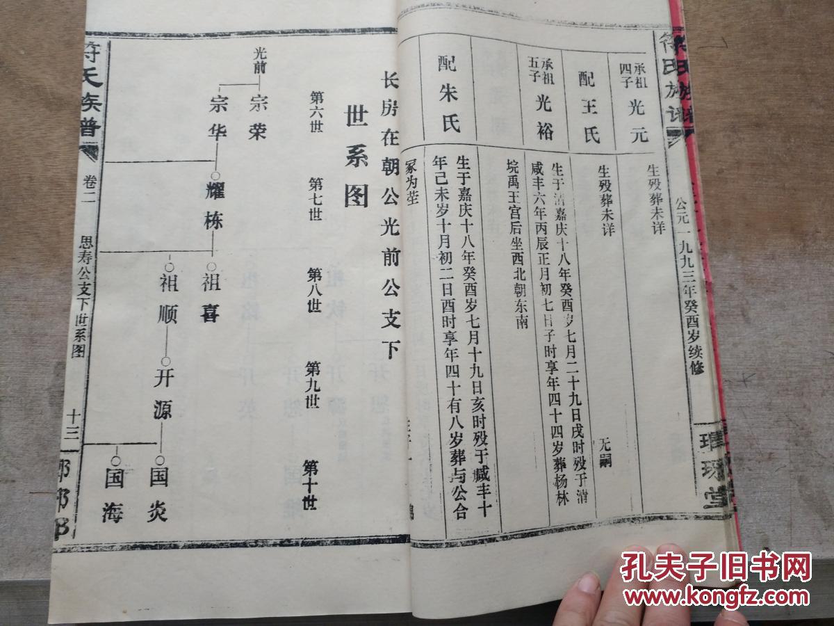 1993年 罕见大开本 琅邪堂 符氏族谱 卷二 共130页