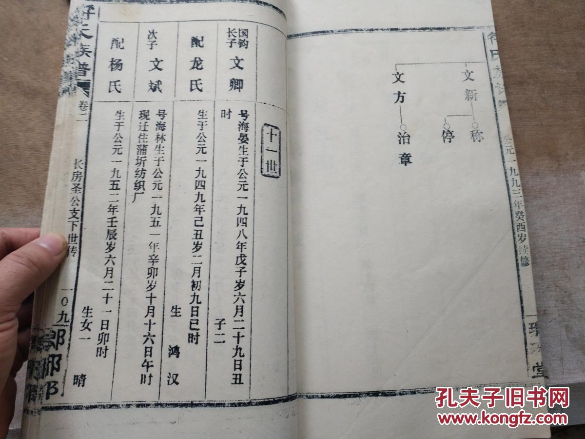 1993年 罕见大开本 琅邪堂 符氏族谱 卷二 共130页