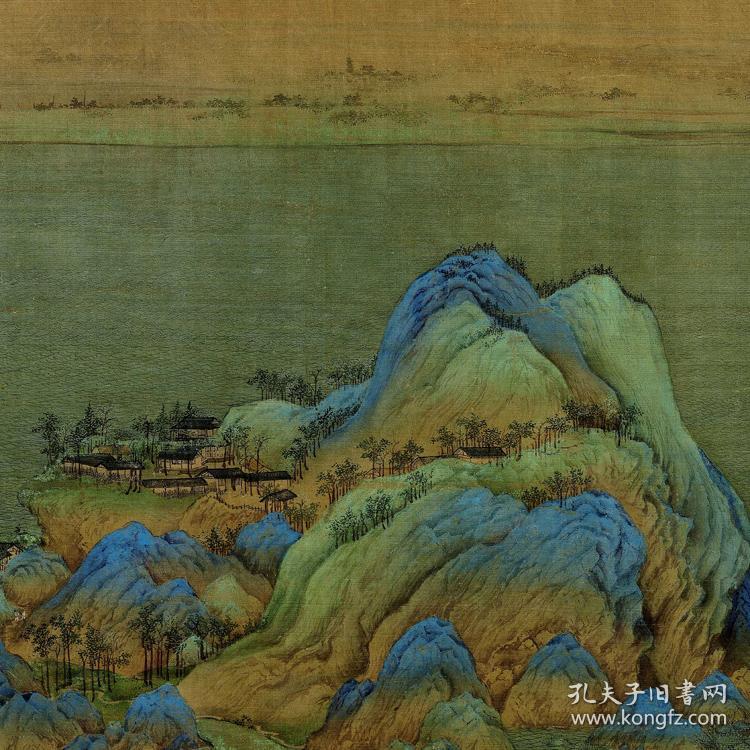 北宋王希孟千里江山图卷515x11915cm绢本国画宣纸绢布艺术微喷画芯