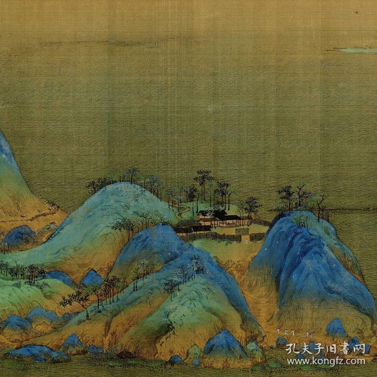 北宋王希孟千里江山图卷515x11915cm绢本国画宣纸绢布艺术微喷画芯