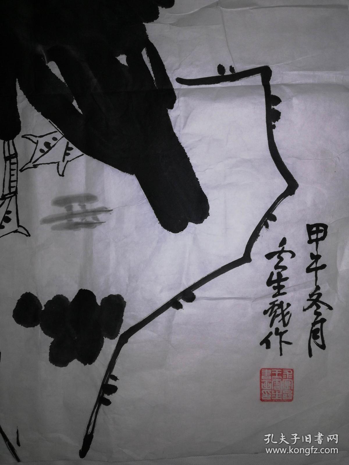 手绘真迹书国画:天津市美协会员王云生花鸟画《水鸟2》