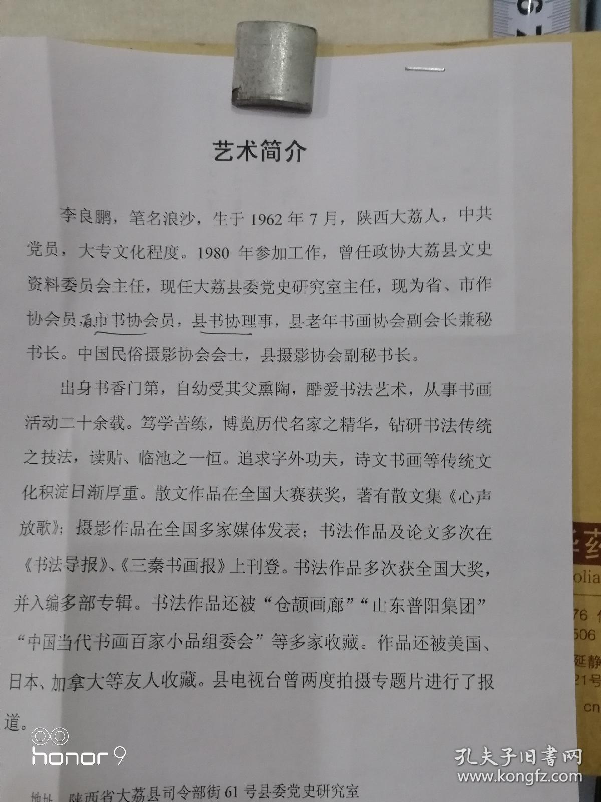 李良鹏笔名浪沙中共党员渭南文化名人陕西大荔人字孜达