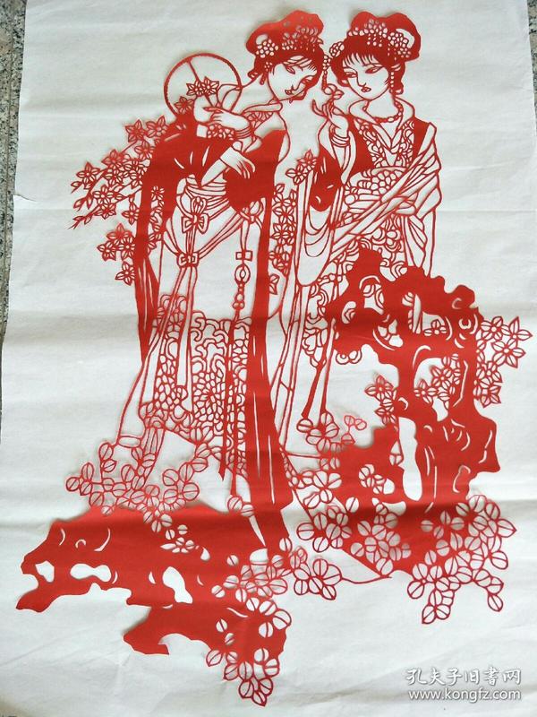 手工剪纸美女人物