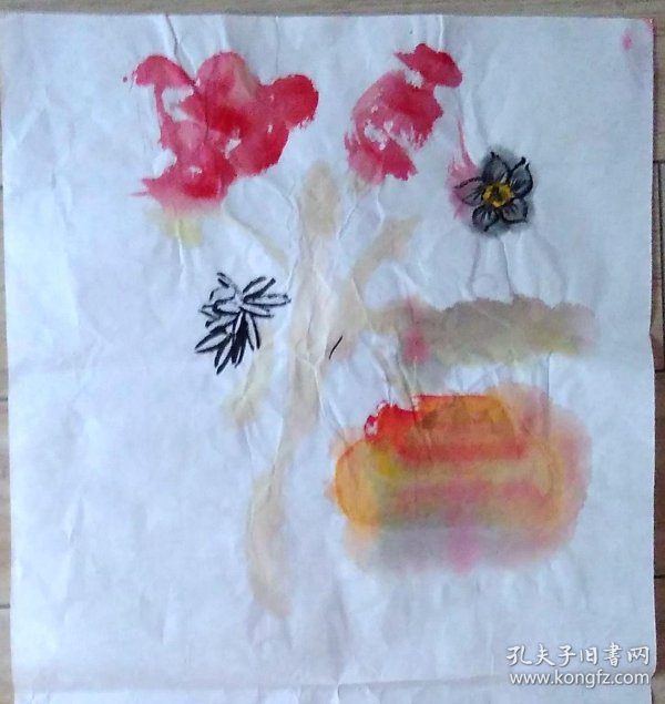 国画小品 宣纸未裱 34x34厘米【编号:syysqj-6】 也许有失误漏笔 也