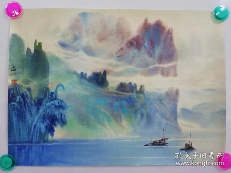 (包真)禤海松签名水彩画～桂林山水系列63*49厘米18号