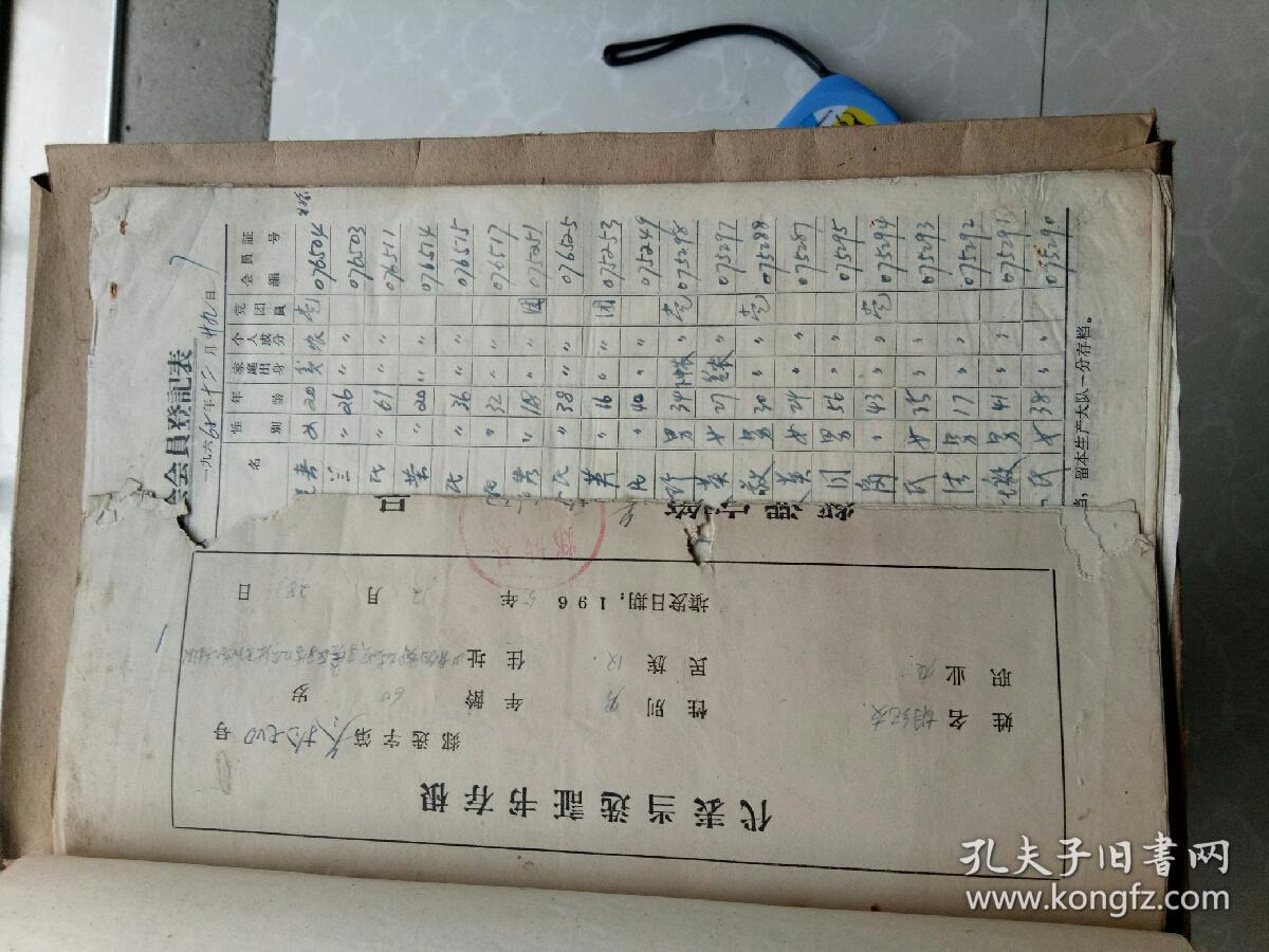山东省郯城县马头公社孙港口大队19621965选民登记代表证存根贫协会员