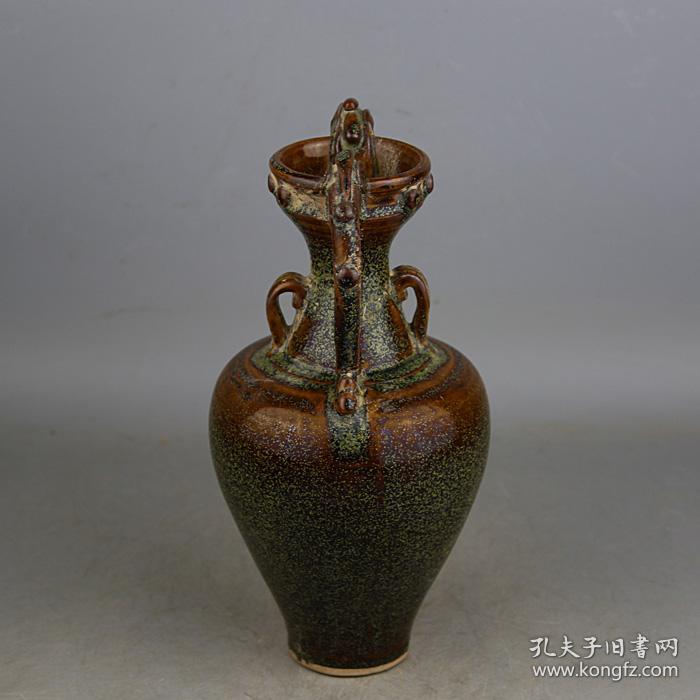 越窑茶叶末釉鼓钉双龙尊10