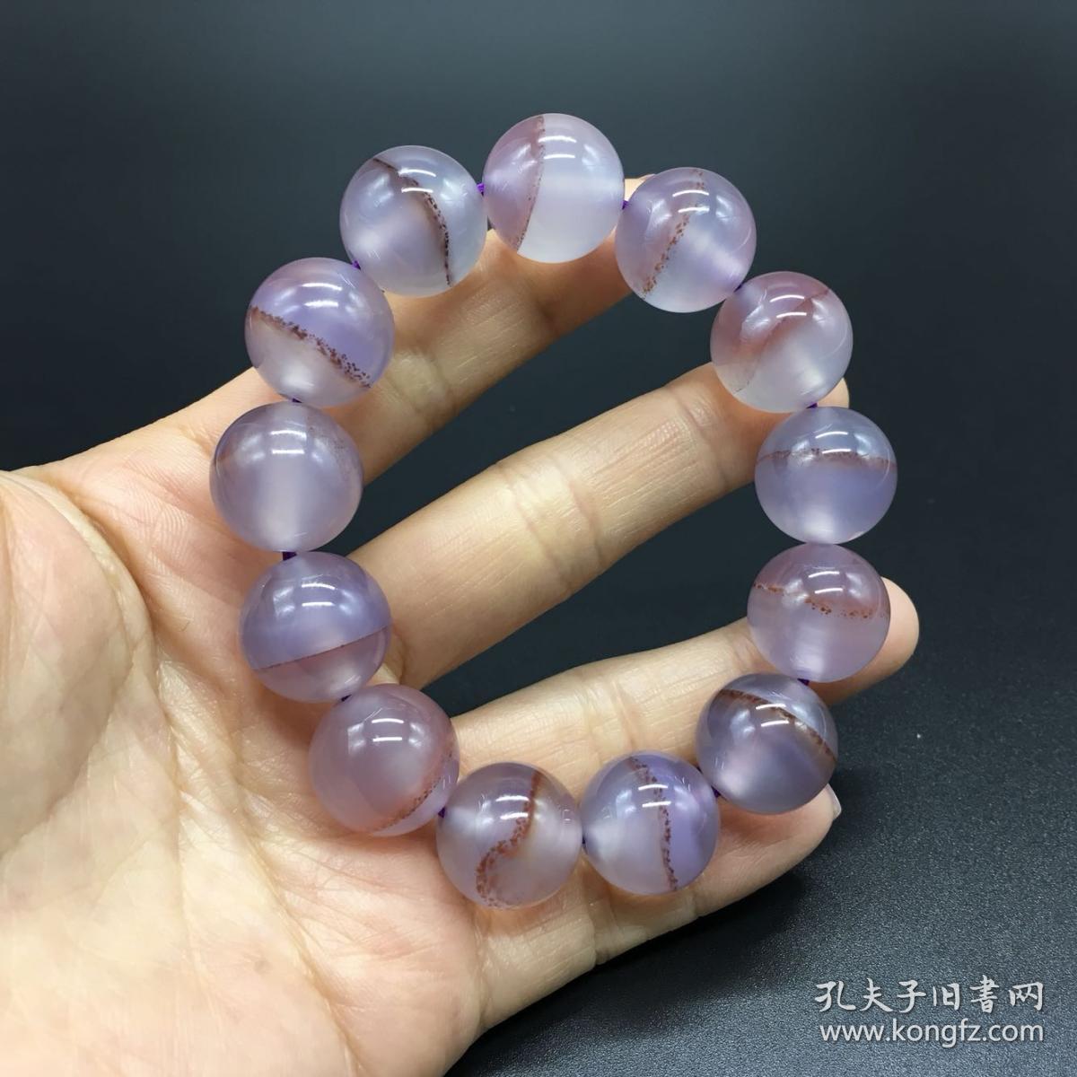 纯天然巴西玛瑙紫罗兰带朱砂手链16mm
