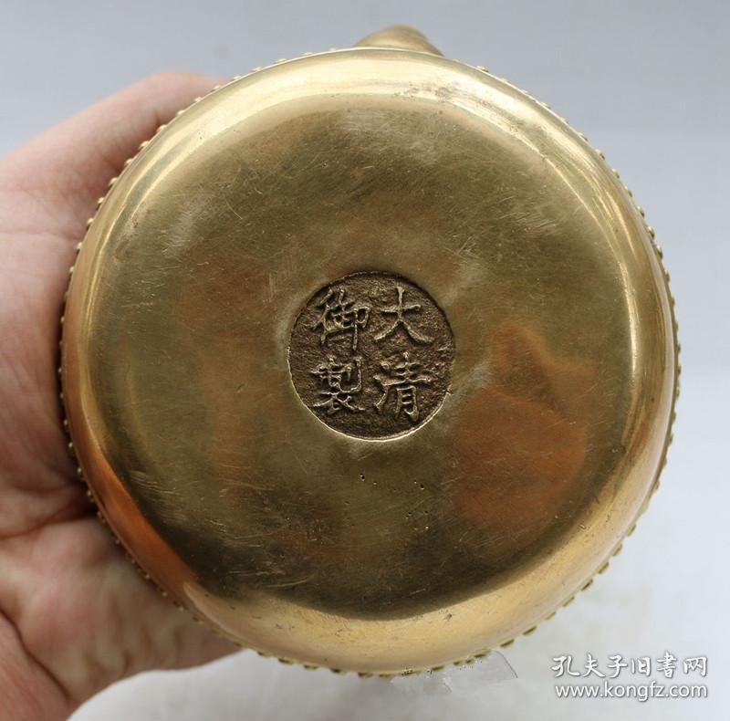 大清御制古玩铜壶 纯铜仿古摆件 铜器工艺品 龙把点点