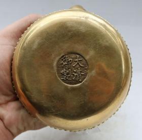 大清御制古玩铜壶 纯铜仿古摆件 铜器工艺品 龙把点点