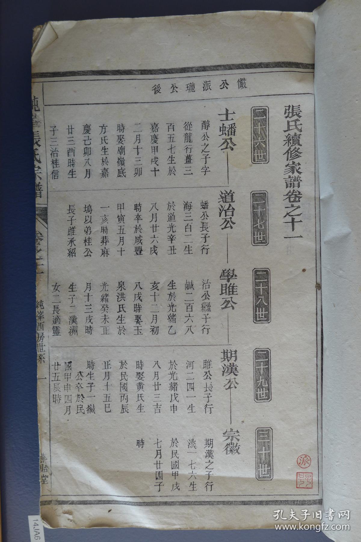 张氏续修家谱一册 (卷十一)纯峰西房世系