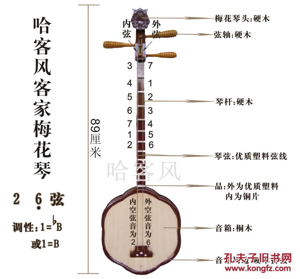 客家梅花琴秦琴 纯手工客家山歌长篇传本民族乐器(二弦含袋)