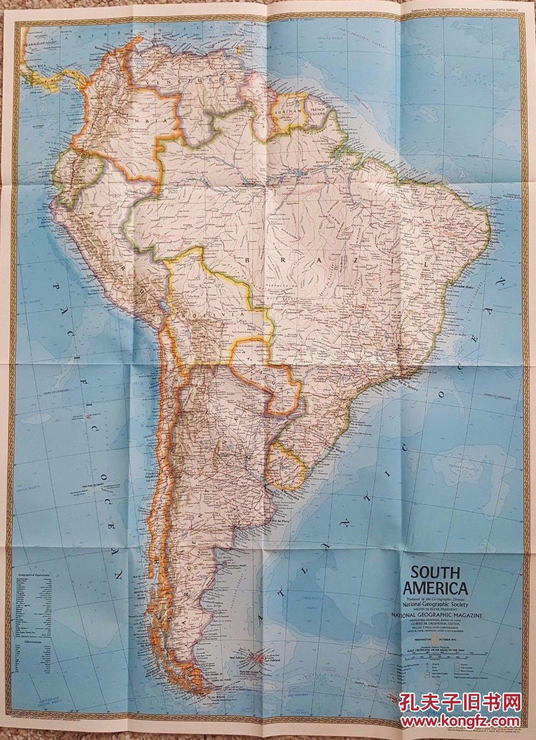 现货 national geographic美国国家地理地图1972年10月south america