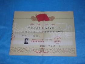 66年：上海市东方红中学 （四平中学） 毕业证书