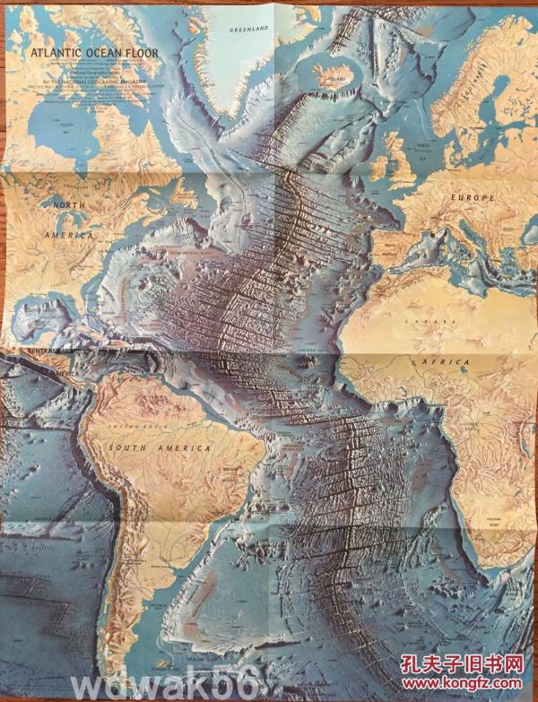 atlanticoceanroad,antarcticocean 现货national geographic美国国家地理地图1968年6月atlantic ocean