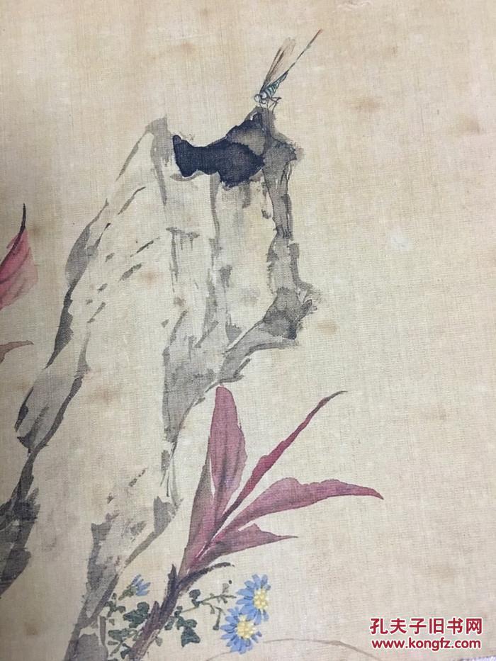 绢布山石花草图