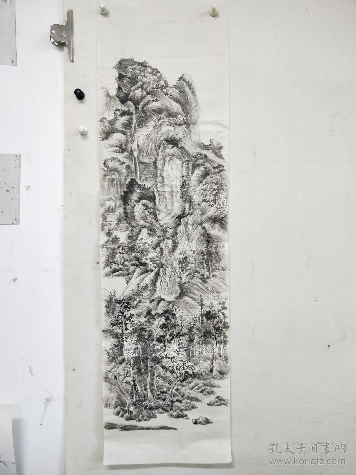 国画山水 水墨山水临摹元代画家王蒙《青卞隐居图》美
