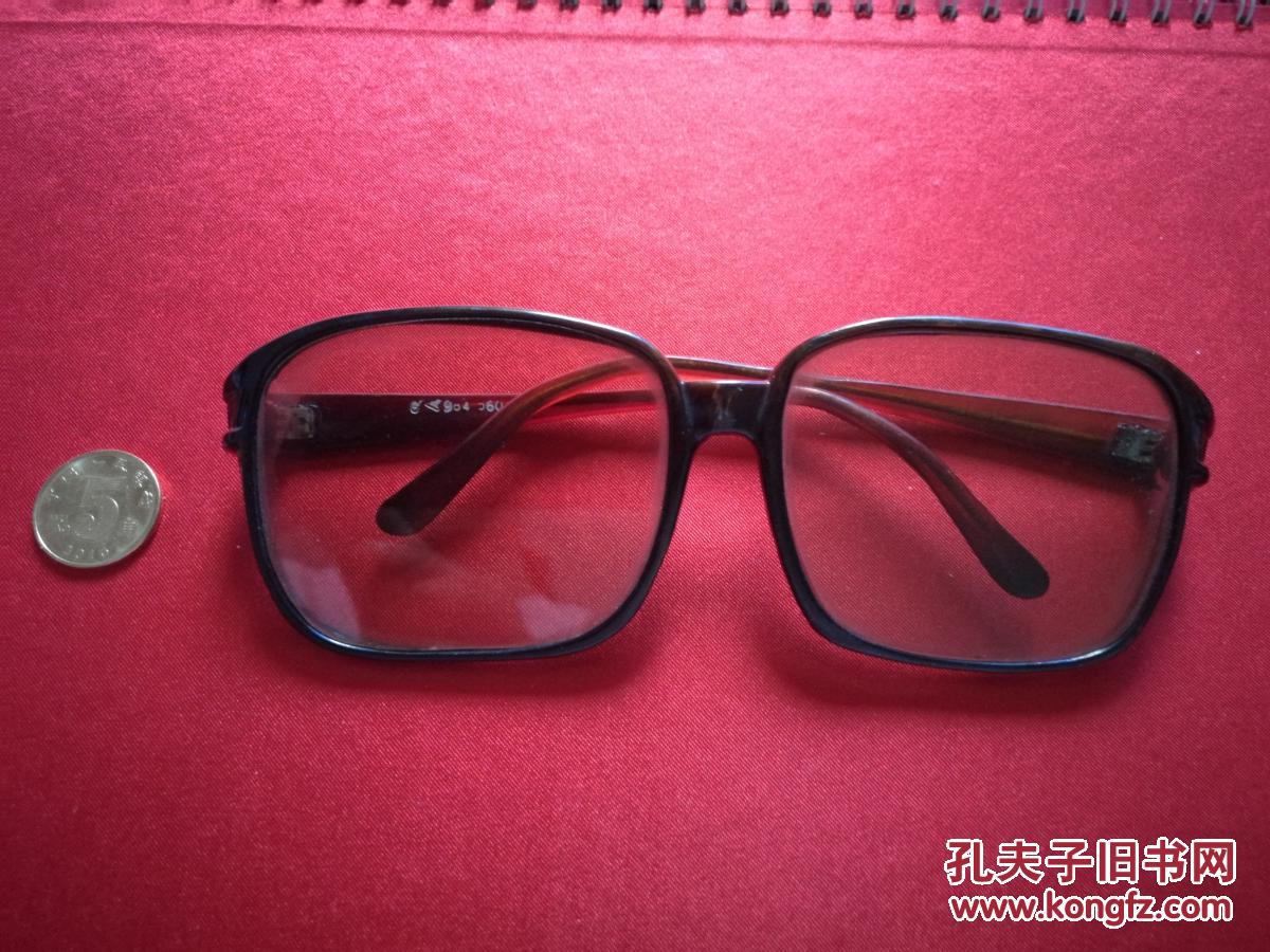 老眼镜 浅茶色平光镜 应该是水晶的 80年代或之前