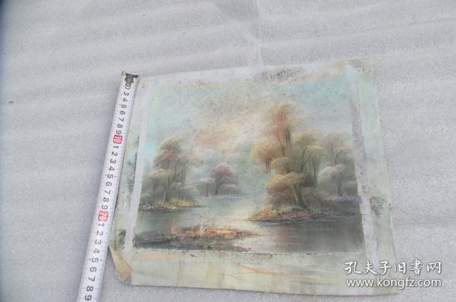 手工画湖景油画一张18050533o