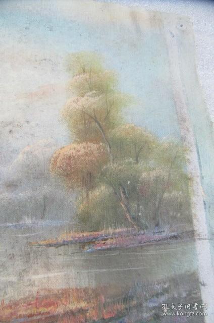 手工画湖景油画一张18050538o