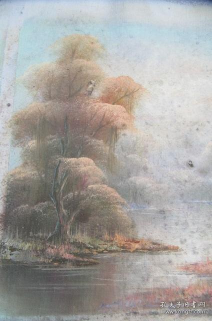 手工画湖景油画一张18050538o