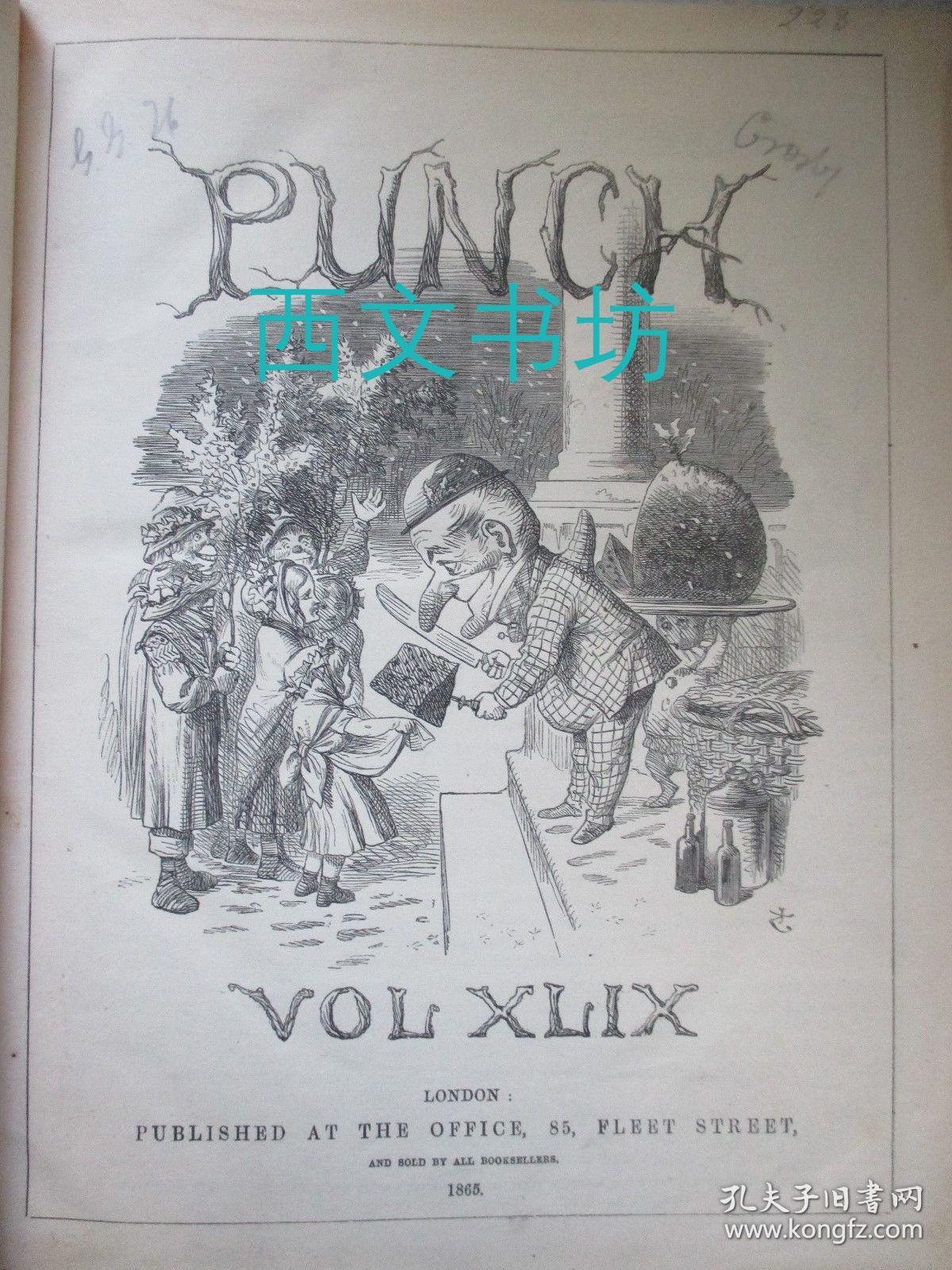 【包邮】1865 -1866 年1版1印 珍贵早期《笨拙》punch 漫画杂志 精装