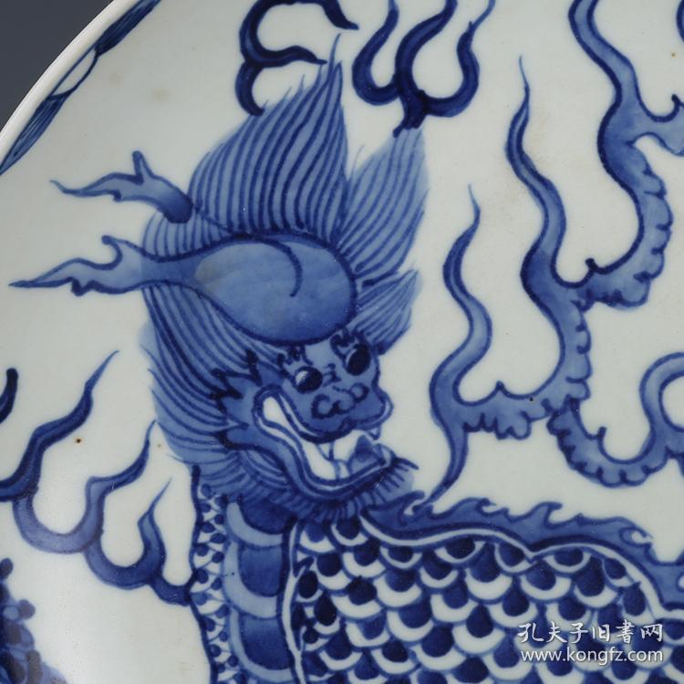 青花麒麟纹盘a