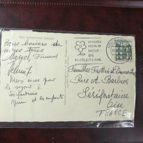 1965年9月20日联邦德国实寄明信片
带邮票带戳