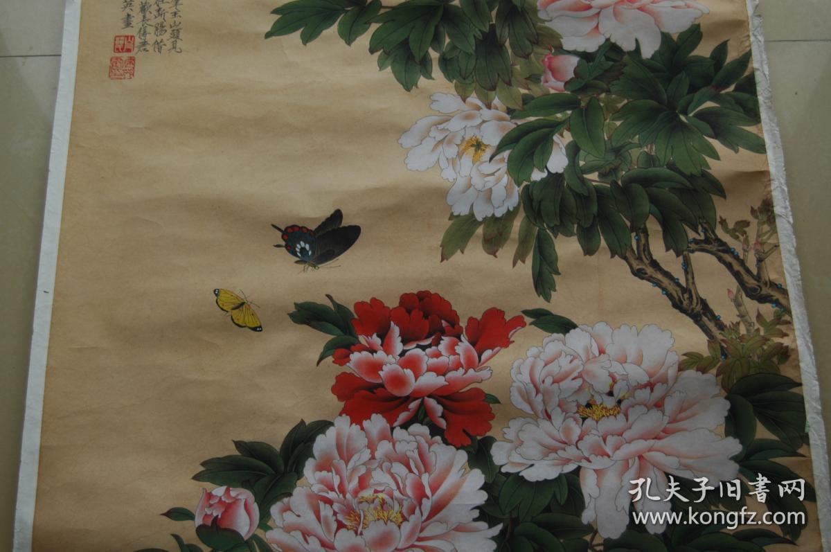 画家杨建英手绘巨幅工笔画《唯有牡丹真国色》一幅