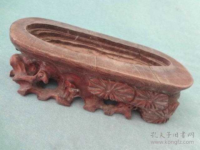 xb-老雕刻古董奇石底座架,古玩艺术品镂空老底座,外观