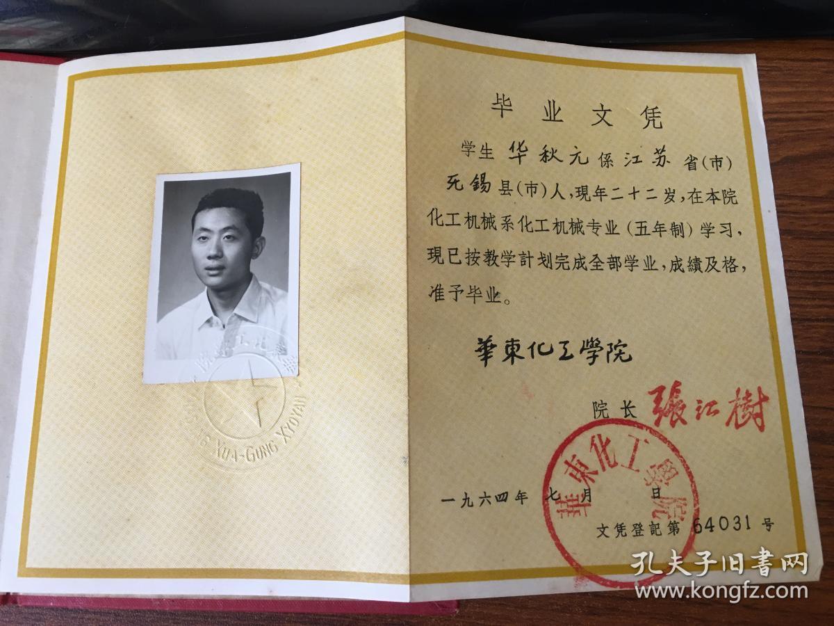 【华东化工学院】毕业证书